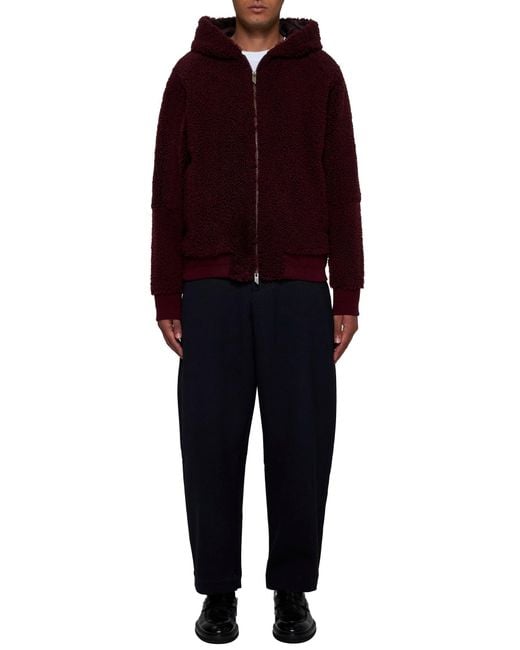 Salvatore Santoro Red Shearling And Leather Reversible Jacket for men