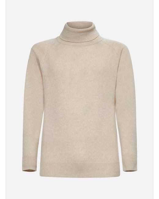 Lardini White Beige Cashmere Turtleneck Sweater for men