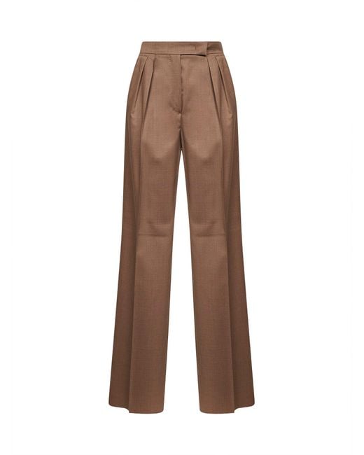 Max Mara Brown Hazelnut Twill Mxmzimino Straight Trousers