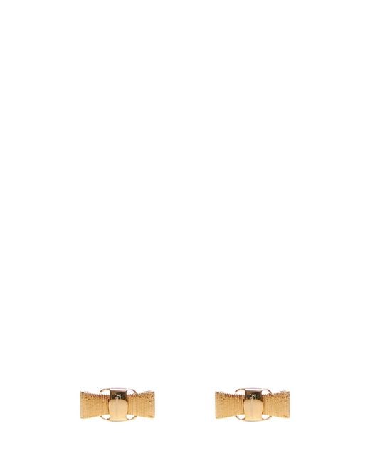 Ferragamo White Vara Bow Earrings