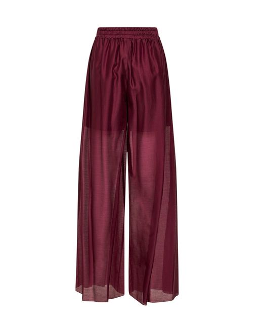 Blanca Vita Purple Burgundy Voile Prizzi Wide-Leg Trousers