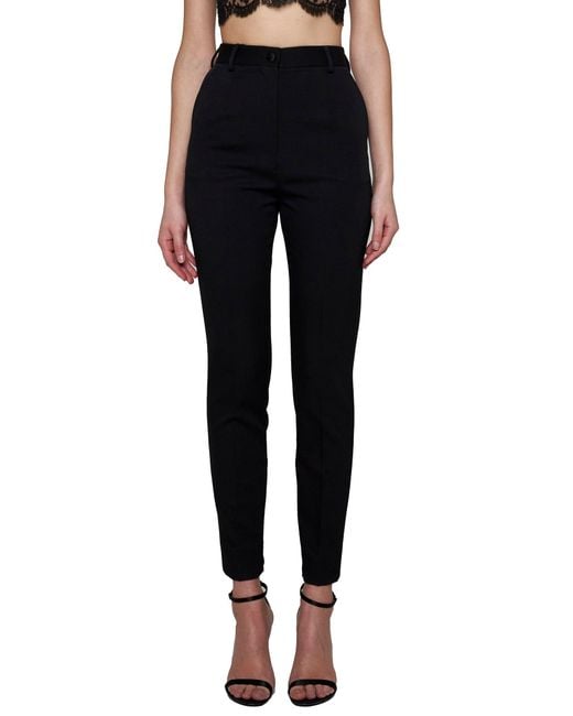 Dolce & Gabbana Black Stretch Wool And Silk Trousers