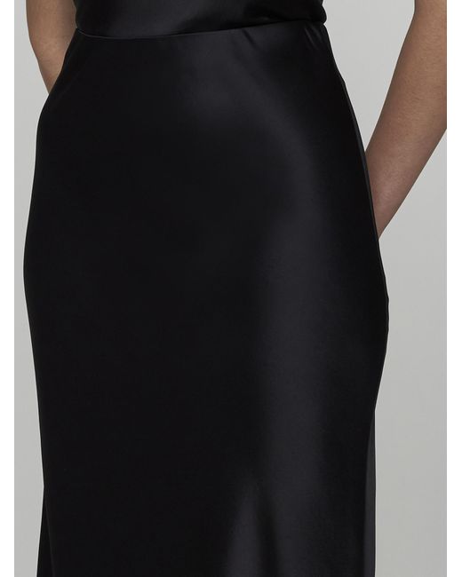 Blanca Vita Black Ginestra Satin Long Skirt