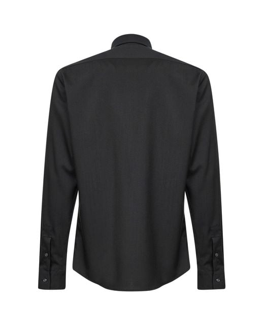 D 40 Black Charcoal Stretch Wool Blend Shirt for men