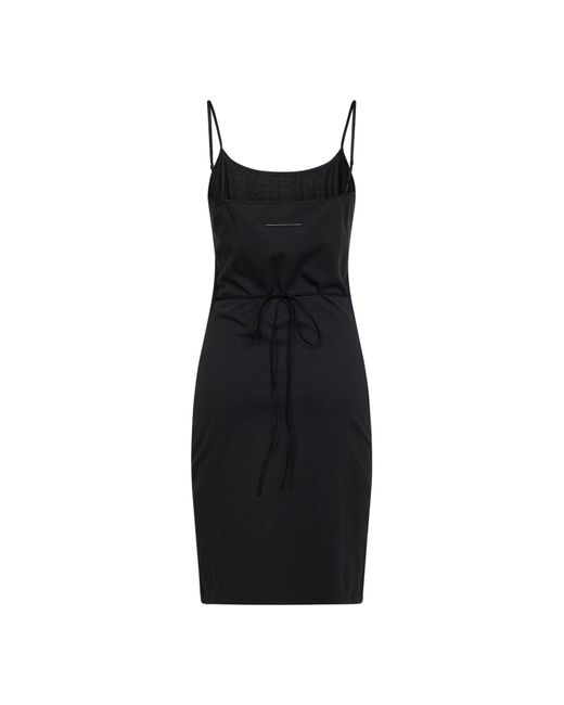MM6 by Maison Margiela Black Cotton Jersey Numeric Belted Mini Dress