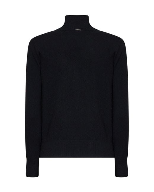 Herno Resort Black Carded Wool Resort Sweater With Cut-Out