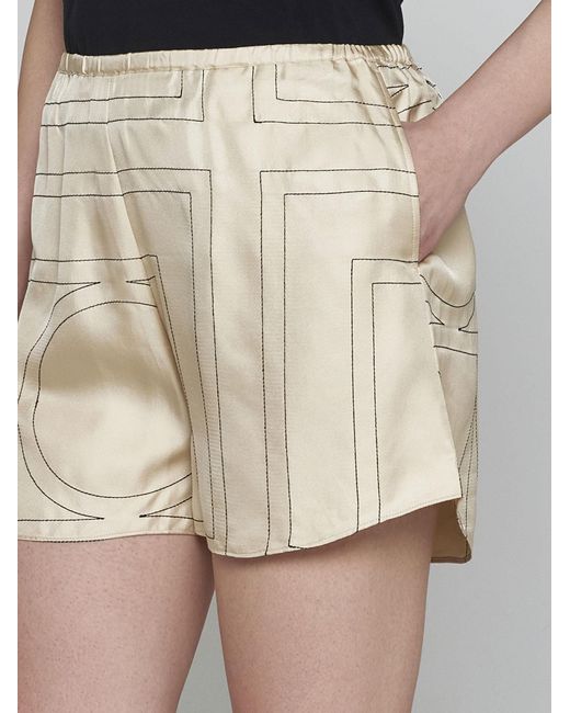 Totême  Natural Monogram Silk Shorts