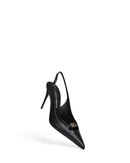 Dolce & Gabbana Black Silky Nappa Leather Lollo Slingback Pumps