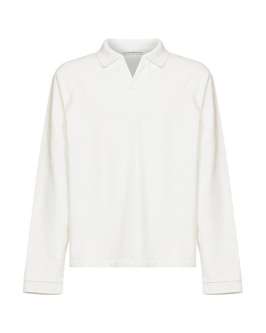 Studio Nicholson White Parchment Jersey Sudds Long-Sleeved Polo Shirt for men