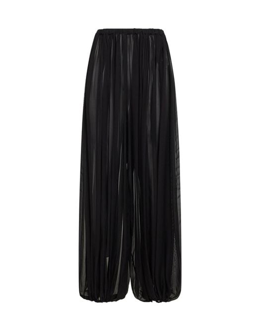 GIUSEPPE DI MORABITO Black Pleated Silk Chiffon Balloon Trousers