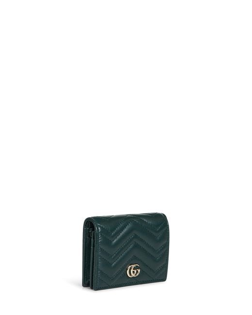 Gucci Green Gg Marmont Card Case Wallet