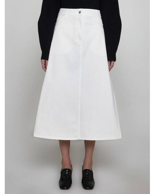 Studio Nicholson White Baringo A-line Denim Skirt