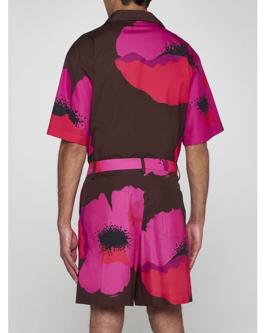 Valentino Pink Print Cotton Shorts for men