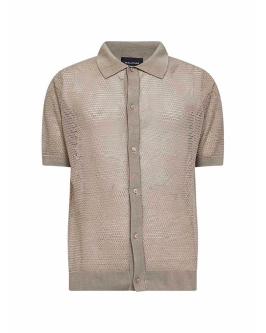 Tagliatore Multicolor Dove Pointelle Knit Short-Sleeved Shirt for men