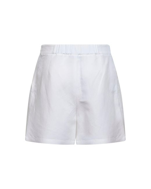Blanca Vita White Viscose And Linen Pinxy Shorts
