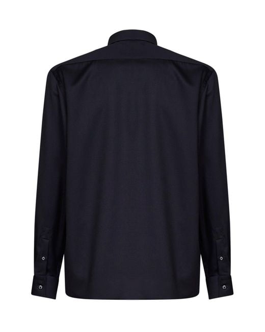 D 40 Blue Dark Virgin Wool Overshirt for men