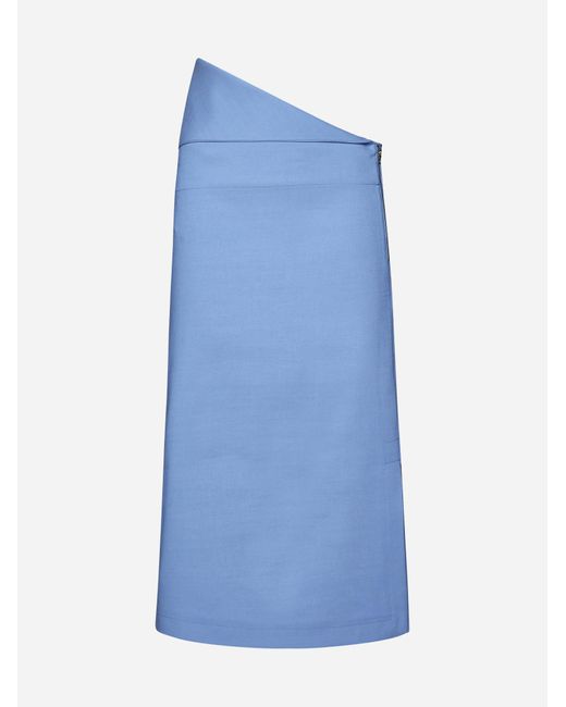 Lemaire Cotton And Wool-blend Pencil Skirt in Blue | Lyst
