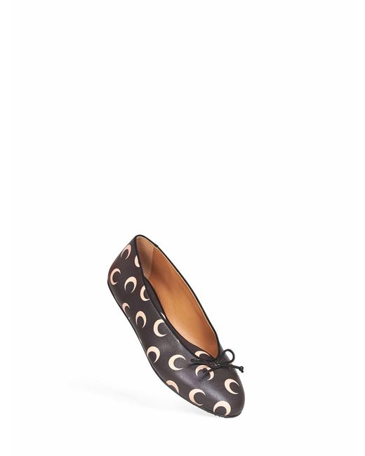 MARINE SERRE White Moon Print Leather Ballet Flats