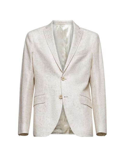 Etro White Jacquard Jersey Single-Breasted Blazer for men