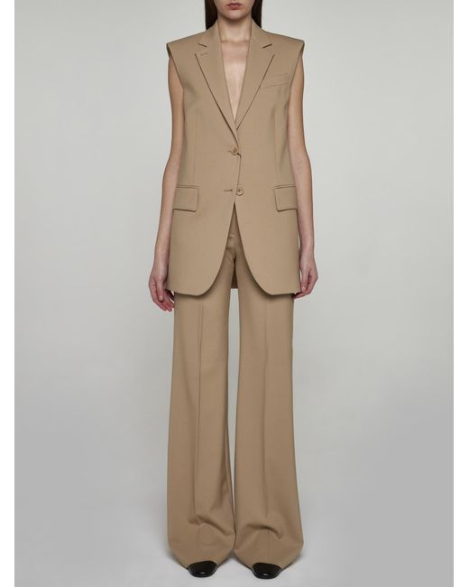 Sportmax Natural Parana Wool Sleeveless Blazer