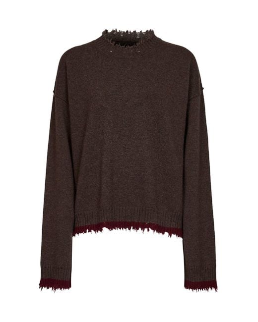 Uma Wang Brown Cashmere Sweater With Contrasting Trims