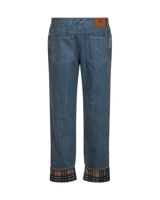 Burberry Blue Medium Denim Jeans With Check Details for men