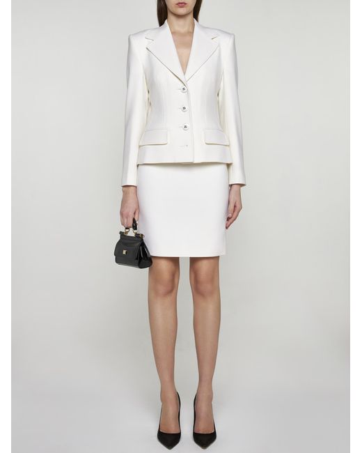 Dolce & Gabbana White Wool Miniskirt