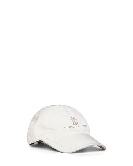 Brunello Cucinelli White Microfibre Baseball Cap for men