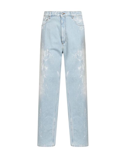 MM6 by Maison Margiela Blue Light Painted Denim Straight-Leg Jeans for men