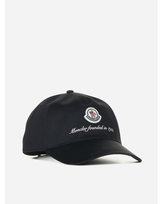 Moncler Black Logo Cotton Baseball Cap for men