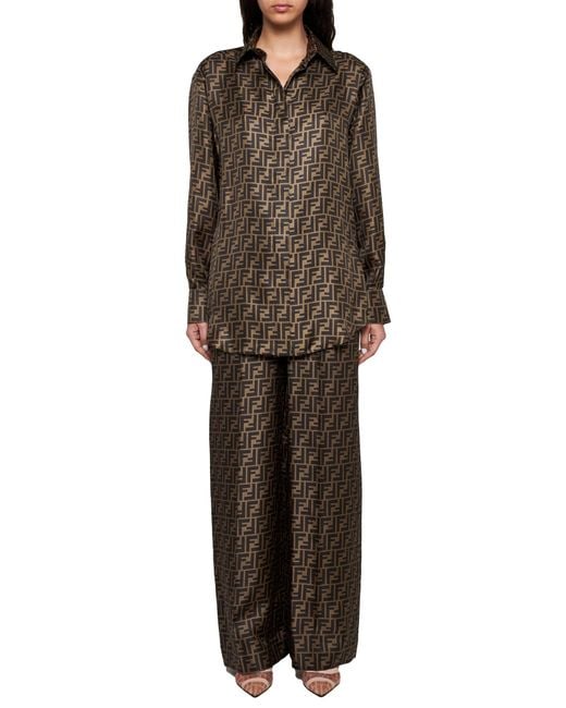 Fendi Brown Ff Silk Shirt