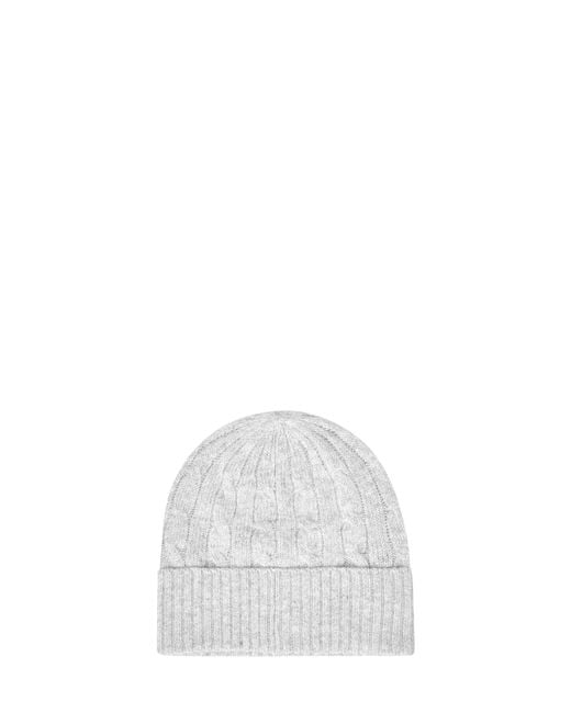 Polo Ralph Lauren White Soft Cable Knit Wool And Cashmere Beanie