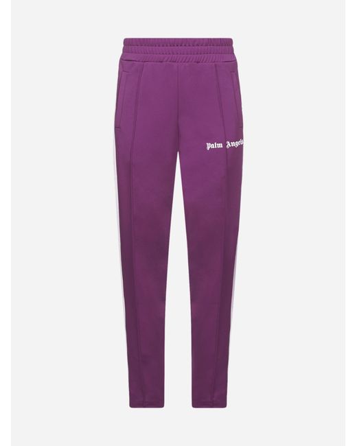Palm Angels Purple Logo Tracksuit Pants for men