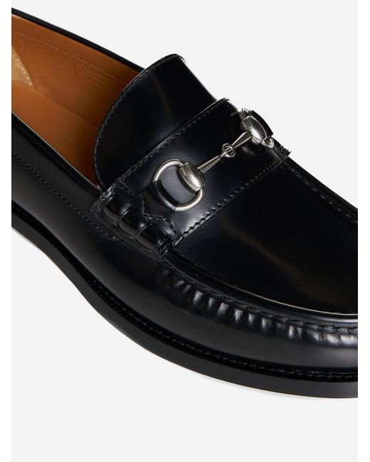 Gucci Black Horsebit Leather Loafers for men