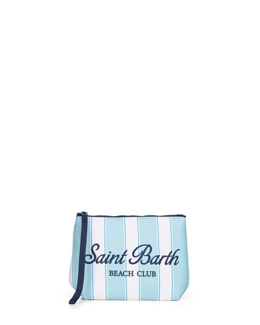 Mc2 Saint Barth Blue Mint And Aline Striped-Print Clutch Bag
