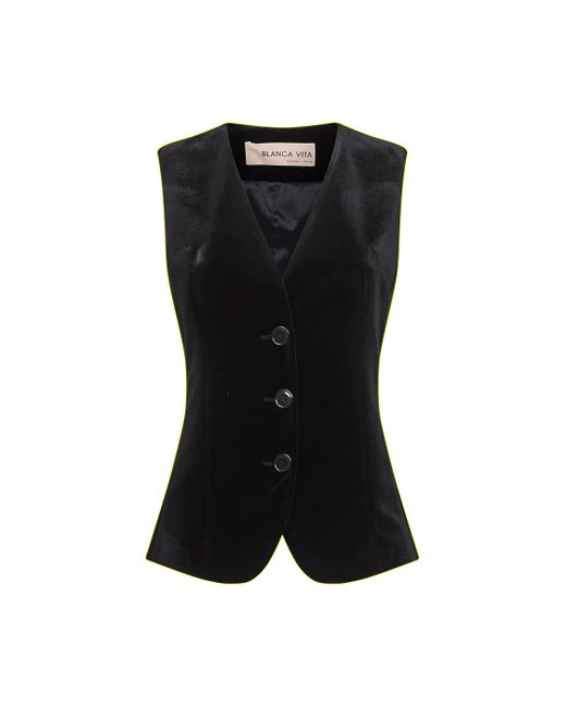Blanca Vita Black Onyx Stretch Velvet Galky Vest