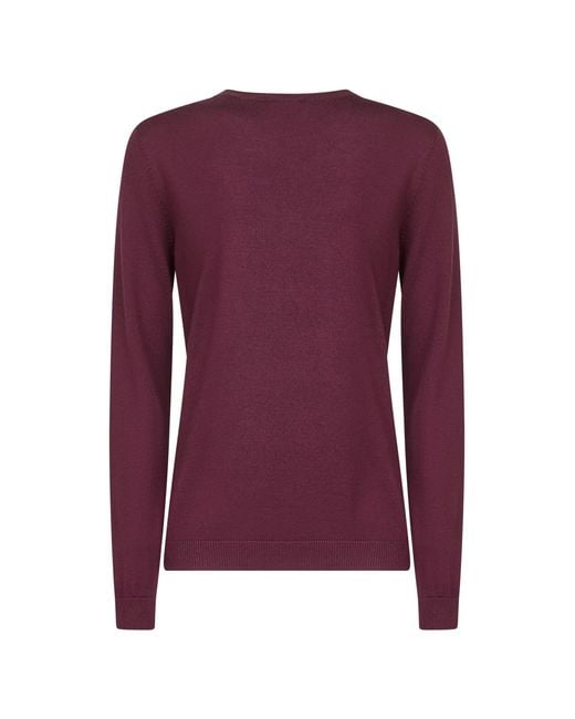 Blanca Vita Purple Burgundy Lightweight Virgin Wool Crewneck Sweater