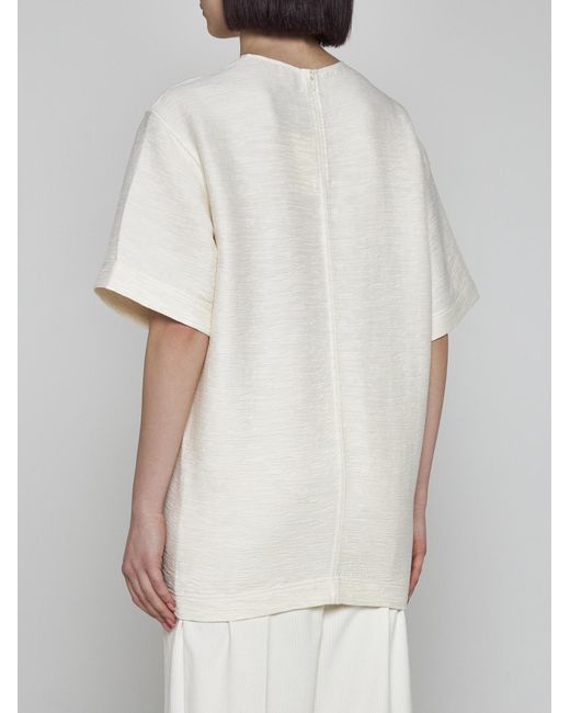 Totême  White Crinkled Viscose T-shirt