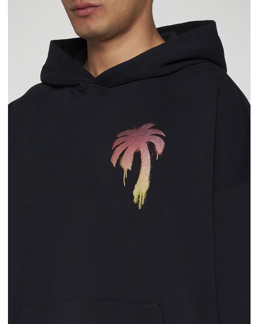 Palm Angels Black I Love Pa Cotton Hoodie for men