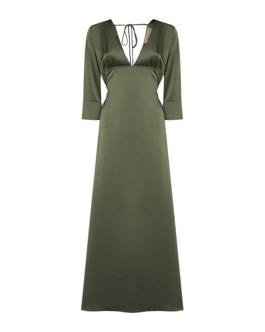 Blanca Vita Green Satin Albox Long Dress