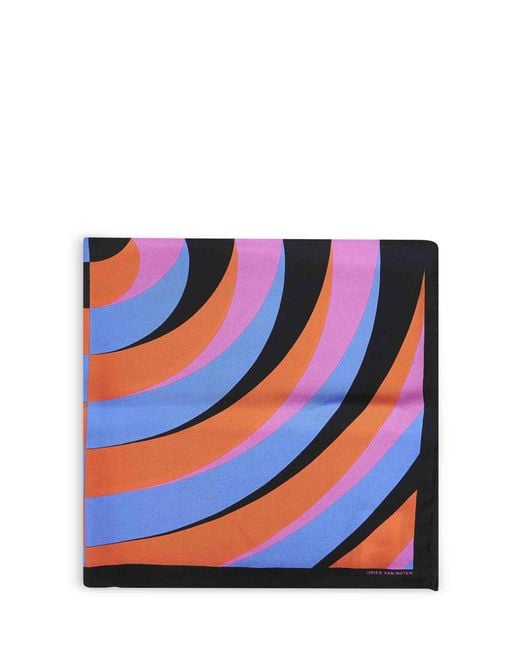 Dries Van Noten Blue Graphic-Print Silk Square Scarf