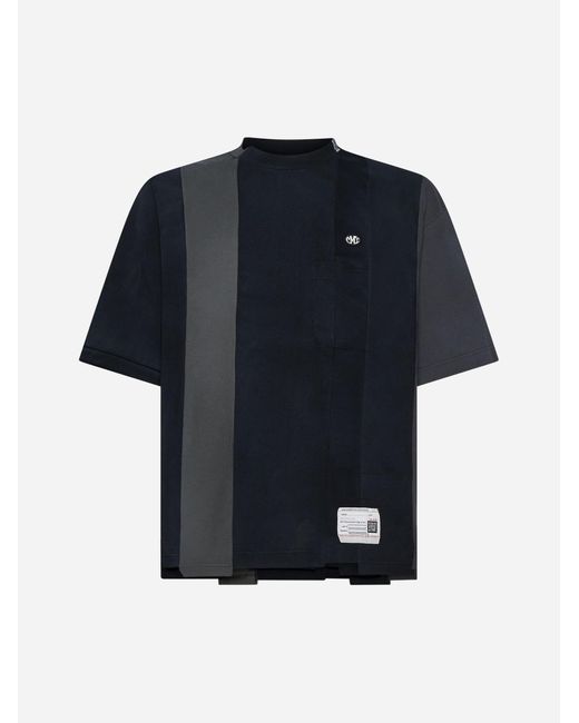 Maison Mihara Yasuhiro Blue Vertical Switching Cotton T-shirt for men