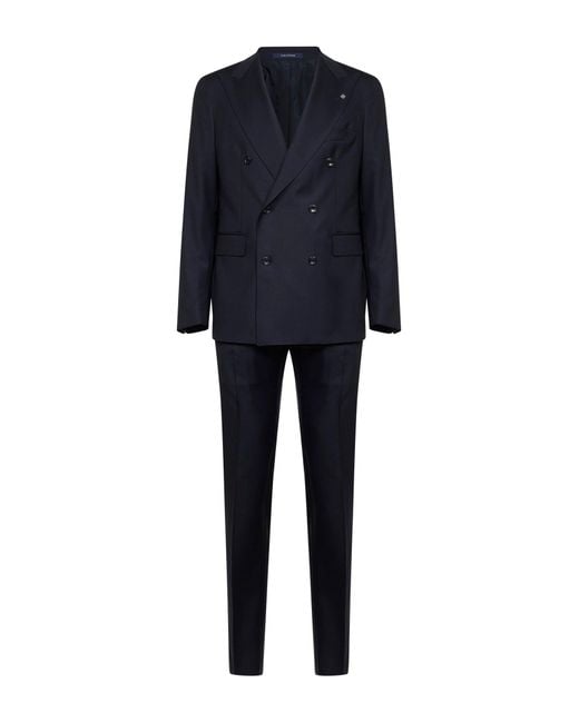 Tagliatore Blue Virgin Wool Vesuvio Double-Breasted Suit for men