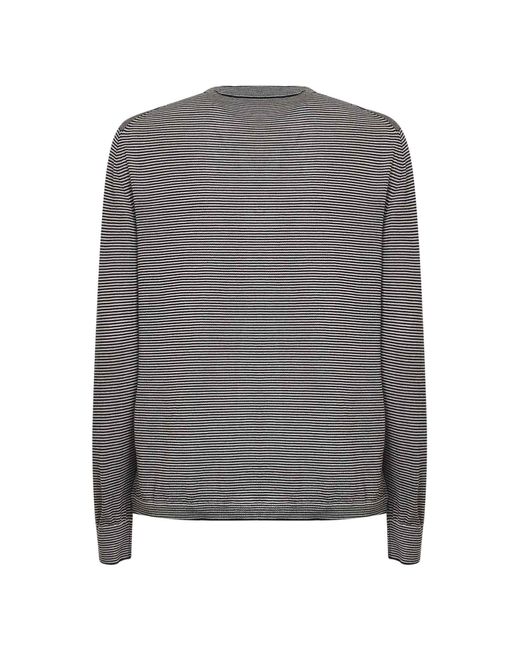 Blanca Vita Gray Thin-Striped Tasmania Wool Knit Cardigan