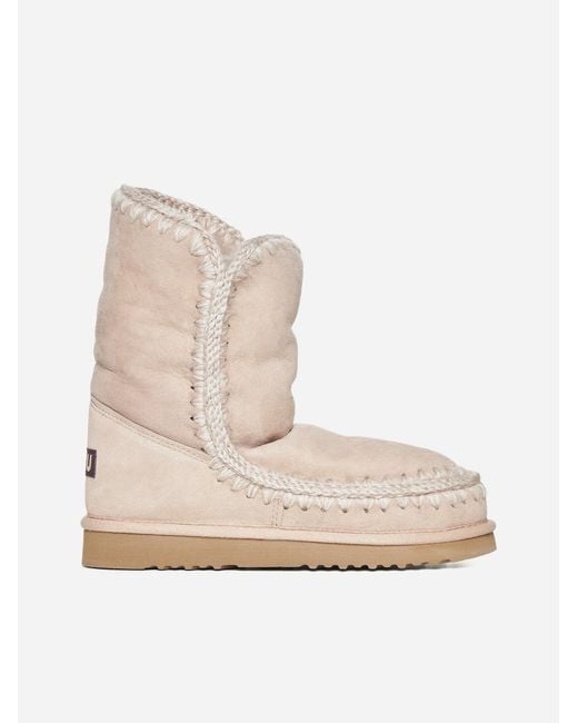 Mou Natural Eskimo Suede And Shearling Ankle Boots