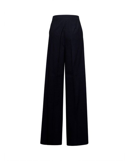 Max Mara Blue Wool Cordonet Osol Trousers