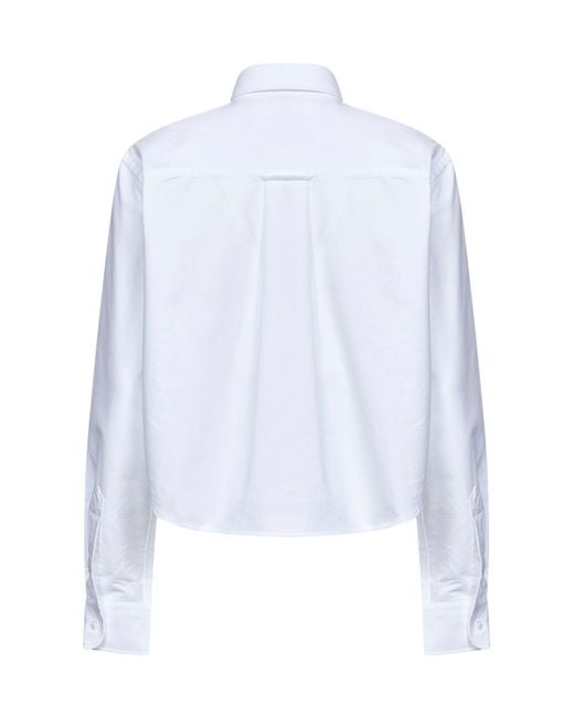 AMI White Cotton Poplin Cropped Shirt
