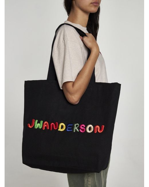 J.W. Anderson Black Logo Canvas Tote Bag for men
