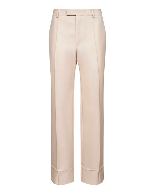 Valentino Natural Cream Wool Gabardine Trousers for men