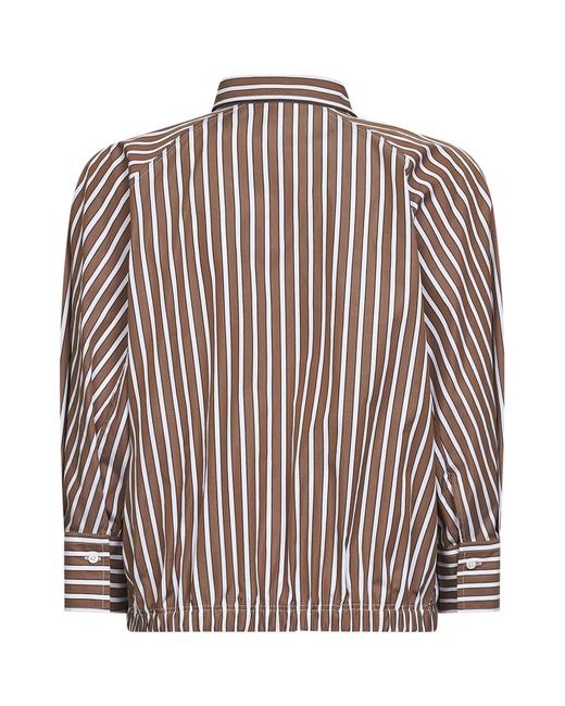 Brunello Cucinelli Multicolor Shadow Striped Poplin Shirt With Monili